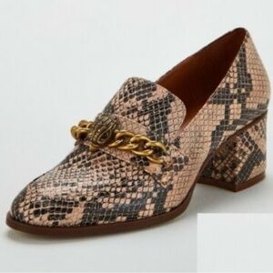 Kurt Geiger London Chelsea Block Heeled Snake Print Loafers Size 9.5